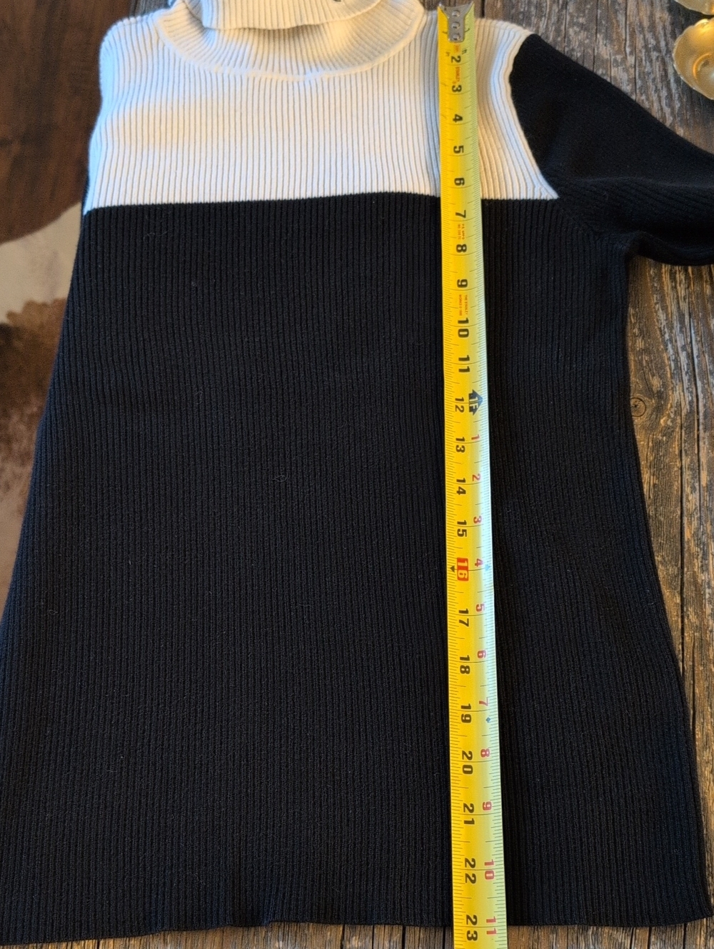 Lauren Ralph Lauren Black Ivory Colorblock Ribbed Turtleneck Sweater Large - Picture 14 of 14